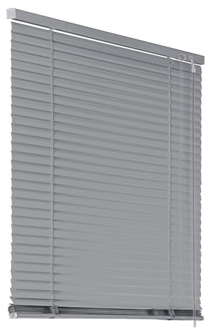 Deco4Me Alu Jalousie mit Bohren für Wand- & Deckenmontage (Silber, 100 x 130 cm) - Fenster Rollo mit Aluminium-Lamellen 25 mm breit - Venetian Blinds, Jalousetten, Lamellenjalousie, Lamellenrollo