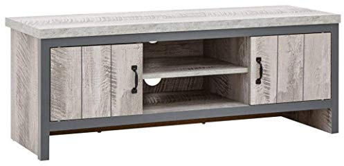 GFW Boston 2 Cupboard & Shelf TV Unit, Television Stand for Living Entertainment Room with Storage Shelves & Cupboards, 39.2 cm Depth x 113 cm Width x 43 cm Height, Grey