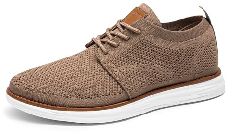 Bruno Marc Men's KnitFlex Breeze Mesh Sneakers Oxfords Lace-Up Lightweight Casual Walking Shoes,Size 11,Light/Brown,GRAND-01