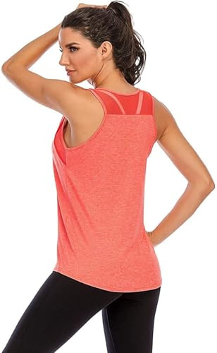 Nekosi Laufshirt Für Damen Atmungsaktives Netz Rücken Sportshirt Mädchen Yoga Training Jogging Sport Tops Rot M