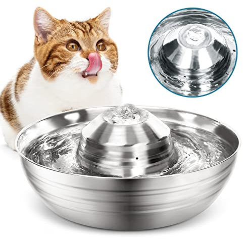 Diealles Shine Fontana per gatti in acciaio inox, 2 litri, ultra silenziosa, dispenser d'acqua lavabile in lavastoviglie, per gatti e cani