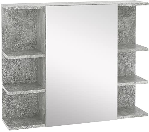 kleankin Armadietto Specchiera Bagno a Parete, Mobile Pensile Moderno con Anta e Mensole in Legno, 80x19.8x64cm, Grigio