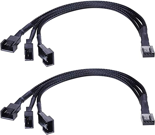 Hsthe Sea 2Pcs PWM Fan Splitter Adapterkabel Sleeved Geflochtener Y Splitter Computer PC 4 Pin Lüfterverlängerung Stromkabel 1 zu 3 Konverter für Computer ATX Gehäuse 4-Pin/3-Pin Lüfterkabel/10,5 Zoll