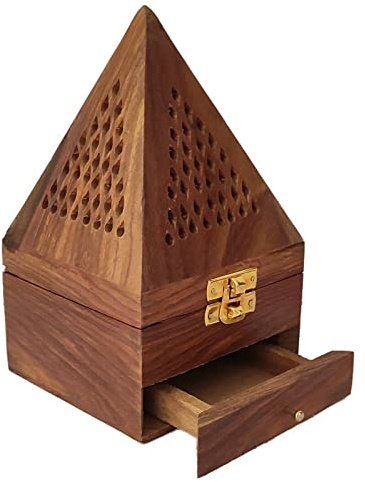 Sharvgun Woden - Portacandela a forma di piramide, per la casa, con 1 scomparto, realizzato a mano, regalo di inaugurazione della casa, 17,8 cm