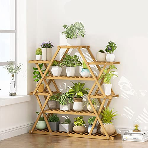 XJHOME Pflanzenregal Blumentreppe Holz Blumenregal Blumenständer Stabil Pflanzentreppe Außen und Draußen Regal für Balkon Garten Wohnzimmer, 100x25x114cm
