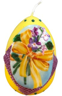 Eikerzebuntes Osterei gelb als Ostergeschenk