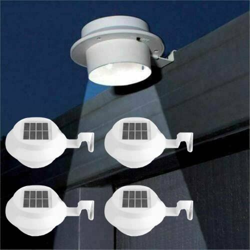 Vivo Technologies Solar Powered Led Gutter Door Wall Fence Lights Outdoor Garden Roof for Fence Lobby Pathway Outdoor Garden Wall Lights with Adjustable Bracket Security(white-4pcs)