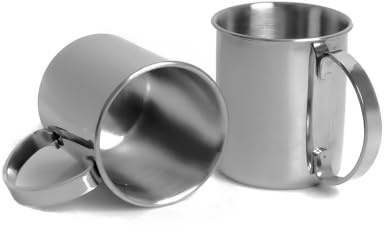 ECHTWERK Set de 2 gobelets en cuivre, Verres incassables en acier inoxydable, Set de cocktail, pour le gin, la bière et les boissons froides, Edition Argent, 1000 ml