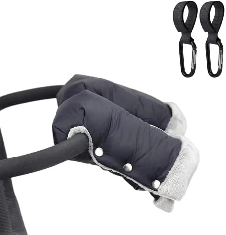 Kinderwagen Handwärmer Handschuhe, Extra Lang Handwärmer Buggys winter Frostschutz extra dicker Wasserdicht und Winddicht Stroller Handmuff für Kinderwagen Radanhänger mit 1 Paar Buggy-Clip