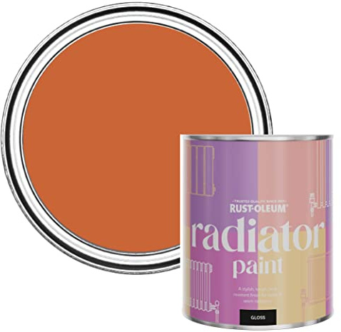 Rust-Oleum Orange Heat Resistant Radiator Paint in Gloss Finish - Tiger Tea 750ml