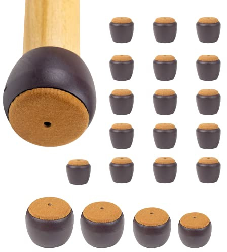 Chair Leg Caps Floor Protectors (Freesize/16 Piece Set) - Rubber Elastic Caps with High Density Felt for Easy Hardwood Floor Protection, Gliders, Furniture Felt Pad (S (25-29mm))