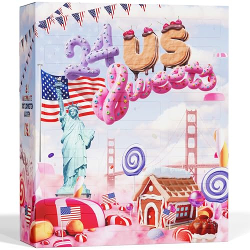 BOXILAND® Calendario dell’Avvento USA 2025 con Dolci Americani [ORIGINAL US CANDY] – Calendario dell’Avvento 2025 per Bambini, Donne & Uomini – Calendario di Dolci USA – Caramelle Americane