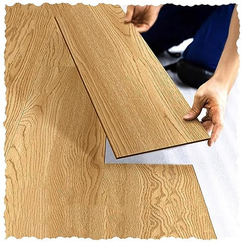 HCZION Retro Bodenfliesen Selbstklebende PVC Bodenbelag Vinyl Fliesen Laminat Fußbodenbelag Holzoptik Fliesenaufkleber 90cm×15cm, 1m²-7 Stück (Size : 5square meter/54 Sq.Ft)