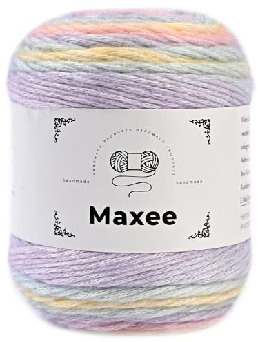 Maxee Gradient garn, 100 g 250 meter cupcakebobbel, regnbågsränder, flerfärgad gradient virkgarn, virkning bomull stickgarn, till tröja, hatt, halsduk, filt - Regnbåge3