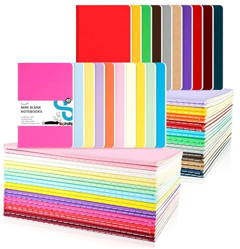 Koogel Mini-Taschennotizbücher, kleine Blanko-Notizbücher, Notizblöcke, 9 x 14 cm, Tagebücher, 20 Farben, für Studenten, Reisende, Schulbedarf, 40 Stück