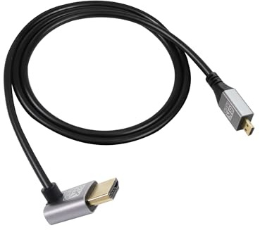 RIIEYOCA 90 gradi con angolo verso l'alto UHD 8K HDTV maschio a Micro HDTV maschio 18Gbps ad alta velocità 2.1 Cavo esteso che supporta 8k@60Hz, 1080p, ARC, 3D, per DVR, HDTV, (UP Angle,1m)