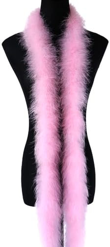 2m 8cm Federboa Truthahnfedern Boa,Flauschige Plüsch-Feder Boa Federstola Federschal Federgirlande für Weihnachtsbaum Hochzeit Basteln Burlesque Karneval Party 20er Jahre Kostüm Deko,ca. 20g Rosa