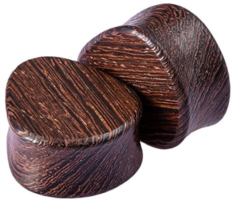 KnBoB 2 Stück Tunnel Plug Ohr Damen 22MM Holz Dunkelbraun Tropfen Flesh Tunnel Piercing Expander Herren Ear Tunnel