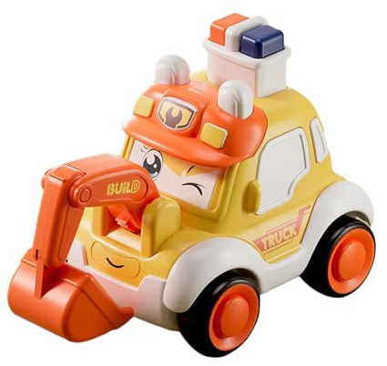 Milageto Press and Go Car Coche de bebé de Juguete, Dibujos Animados, Creativos, Juguetes educativos, vehículos, Juguetes para niños, niñas y bebés, excavador