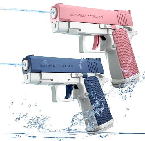 Wasserpistole 2 Stück Wasserspritzpistole Kinder Wasserpistolen Reichweite 10 Meter für Kinder Sommer im Freien Pool Strand Wasserspielzeug (Blau/Rosa)