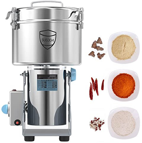 1000G Elektrische Getreidemühle Edelstahl 304 Swing-Typ Kräutermühle Getreidemühle Maschine Für Feines Pulver Getreide-Pulverisierer Zum Mahlen Von Bohnen, Samen, Nüssen, Gewürzen, Kaffee, Pfeffer