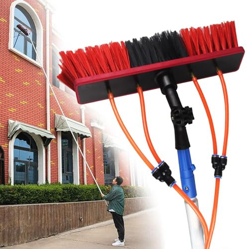 XNKLPY 3-12m Teleskopbürste Mit Wasseranschluss, Solarreinigungsgerät Teleskopisch Mit Rotierenden Bürsten, Leicht zu Installieren Teleskop Fensterwischer, Für Photovoltaik Fensterreiniger