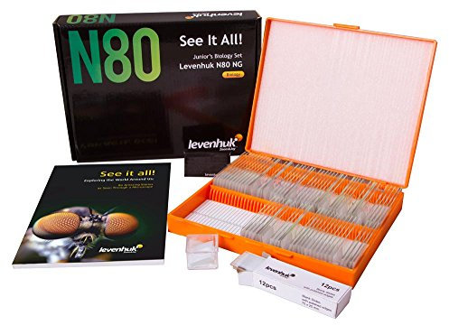 Levenhuk N80 NG „Der Blick Ins All“ Objektträger-Set mit 80 Präparierten Objektträgern, 20 Leeren Objektträgern, 20 Deckgläsern und Einer Farbigen Anleitung (Deutsche Ausgabe)