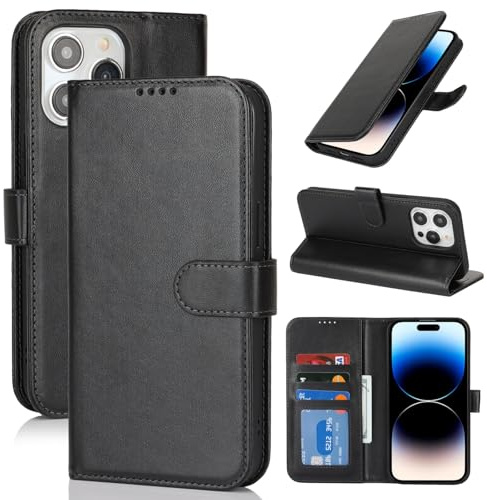 Zouzt Wallet Case for iPhone 14 Pro Max (6.7), Card Holder, Black