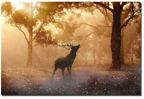 Herbst-Hirsch-Bild, Wandkunst, Poster, Leinwanddrucke, Gemälde für Wohnzimmer, Schlafzimmer, Heimdekoration, 60 x 90 cm, ohne Rahmen