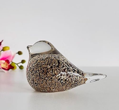 DECRZPB Farbige Glasur handgefertigt Glas Goldener Vogel Spatz Schwalbe Figur mundgeblasenes Glas Briefbeschwerer Tischschmuck Heimdekoration