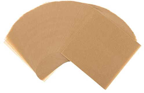 VALICLUD Papier Sulfurisé Marron Double Face Non Adhésif en Papier Silicone pour Cuisson et Emballage Alimentaire, 200 Feuilles Carrées Absorbantes D'huile pour Légumes et Burritos