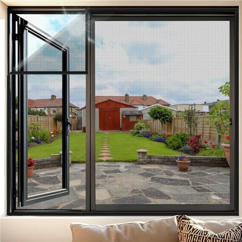 Red Anti-Insectos con Cierre de Gancho y Bucle 105x175cm Negro Mosquitera de ventana Ventana Protección Insectos Cortina Malla Resistente para Sala de Estar Balcón Patio