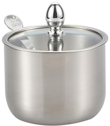 XRPOUXMTE Pots à Condiments Pratiques pour Bonbons salés, sucriers Modernes dorés/argentés en Acier Inoxydable 304 avec cuillère pour Cuisine (boîte Simple argentée)