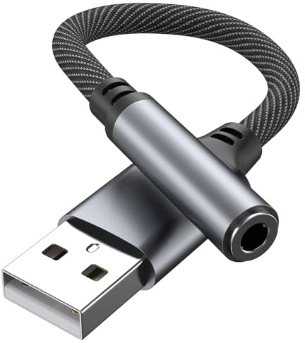 USB to 3.5mm Jack Audio Adapter,External Sound Card USB A to Audio Jack Adapter with 3.5mm Aux Stereo Converter Compatible with Headset,PC,Laptop,Linux,Desktops,PS4 and More Device (Purple)
