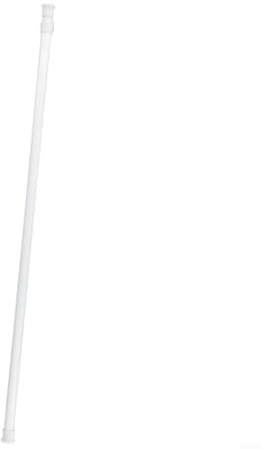 Volakebeing Bastone telescopico per tenda estensibile a molla, asta di tensione regolabile in lunghezza in metallo, per finestre di bagno, cucina, armadio, 30-110 cm, bianco (60-110 cm)