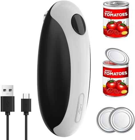 Abrelatas eléctrico, tarro recargable por USB, lata eléctrica de un solo toque con bordes lisos y seguro de usar, abrelatas automáticos, utensilios de cocina inalámbricos para personas mayores