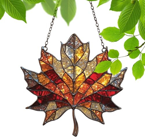 Ahornblätter Sonnenfänger - Acryl Ahornblatt-Ornament Fenster Hängend Zum Aufhängen Am Fenster | Herbstdeko Hängend Für Thanksgiving Garten Feiertags-Ornamente Für Thanksgiving Zu Hause