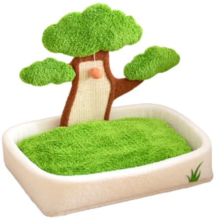 Niche pour chatons - Tana pour chats en forme de vase avec pin boule en peluche et griffoir | Amovible lavable pour la maison dormir l'hiver pour la chambre, le séjour la chambre à côté