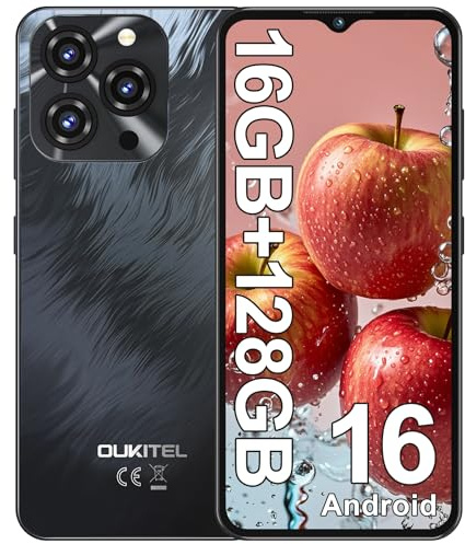 OUKITEL C3 SIM-Free & Unlocked Mobile Phones - 16GB RAM+128GB ROM/TF 1TB Smartphone Android 16, 5000mAh Battery, 6.52 Display, 13MP Camera, 4G Dual SIM Android Phone, Face ID/BT5.0/3.5mm Jack