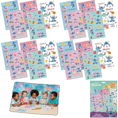 Disney Stitch Sticker Set 20 Sheets for Kids, Waterproof Reusable 360 Stickers, Removable PVC Decals for Scrapbooking, Laptop, Journals, Party Bags, Birthday Xmas Gifts, School Supplies, 4+ Years