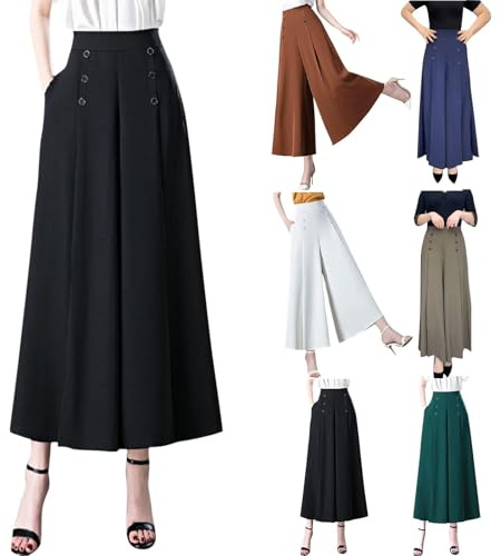 Anzughose Damen High Waist Lang Elegant Freizeithose Basic Loose Business Hose Bequeme Einfarbig Stoffhose Große Größen Jogginghose Weites Bein Winterhose Mit Taschen