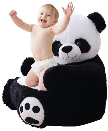 Niesel Panda vadderad fåtölj för barn, Panda fåtölj med armstöd för barn, fylld panda sits för, plysch panda säte säte stödstol, fåtölj