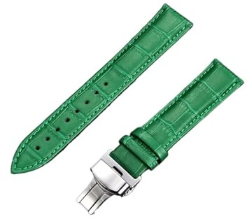 FYXT 18mm 20mm 22mm 24mm Bambumönsterarmband Fjärilsspänne Business Casual Klockarmband Klocktillbehör Grönt(Green-silver,22mm)