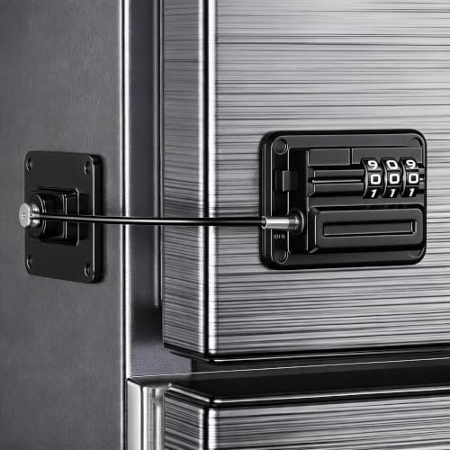 Cadenas Frigo Porte Avec Code pour Bloque Frigo, Armoires et Tiroirs, Four, Fenêtres, Verrou Frigo Enfants Sans Percage, Serrure Sécurité pour Bébés, Enfants et Adultes (Brevet)，Noir-1 Pièce