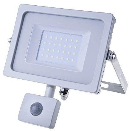 V-TAC 30W LED PIR Outside Floodlight (White) with Motion Sensor Waterproof 4500K [Energy Class A+]
