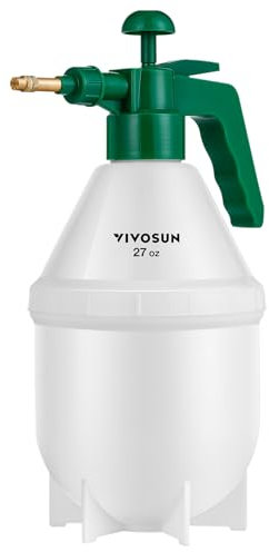 VIVOSUN 0,8L Drucksprüher mit Verstellbarer Messingdüse, Handsprüher Gartenspritze für Zimmerpflanzen, Gartenpflege, Autopflege und Reinigung, Grün