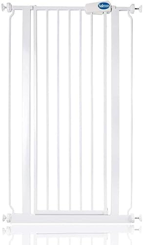 Safetots Cancelletto di Sicurezza Extra Alto in Metallo con Chiusura a Pressione, 68,5cm - 75cm, Bianco, 104cm di Altezza, Cancelletto per Scale Extra Alto, Cancelletto per Bambini Alto