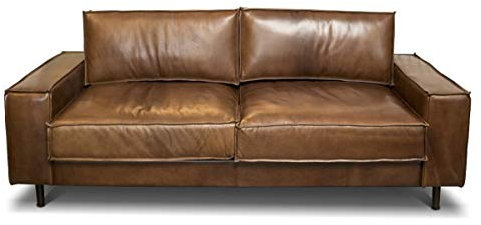Casa Padrino Luxus Echtleder Lounge Sofa Vintage Leder Braun - Luxus Wohnzimmer Couch Möbel Büffelleder