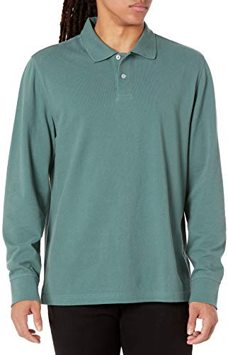 Amazon Essentials Men's Regular-Fit Long-Sleeve Pique Polo, Sage, XX-Large