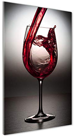 Tulup Glas-Bild Wandbild aus Glas - Wandkunst - Wandbild hinter gehärtetem Sicherheitsglas - Dekorative Wand für Küche & Wohnzimmer 50x100 - Essen & Getränke - Rotwein - Rot